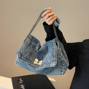 Denim bag women 2026 New fashion casual shoulder bags large capacity Tote Bag class commuting crossbody Bags for women bolsa sac