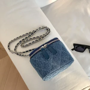 Mini Denim Crossbody Bags Women 2026 Lingge Chains Shoulder Bag Fashion Brands Box Bag Lipstick Coins Purses and Handbags
