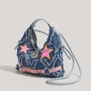 High-end Texture Hand-held Star Bag Versatile and Fashionable Denim Five-pointed Star Single-shoulder Crossbody Bag